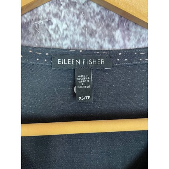 Eileen Fisher Womens Xs Morse Code Dotted Tencel Viscose Crepe Boxy Lagenlook - Picture 5 of 11